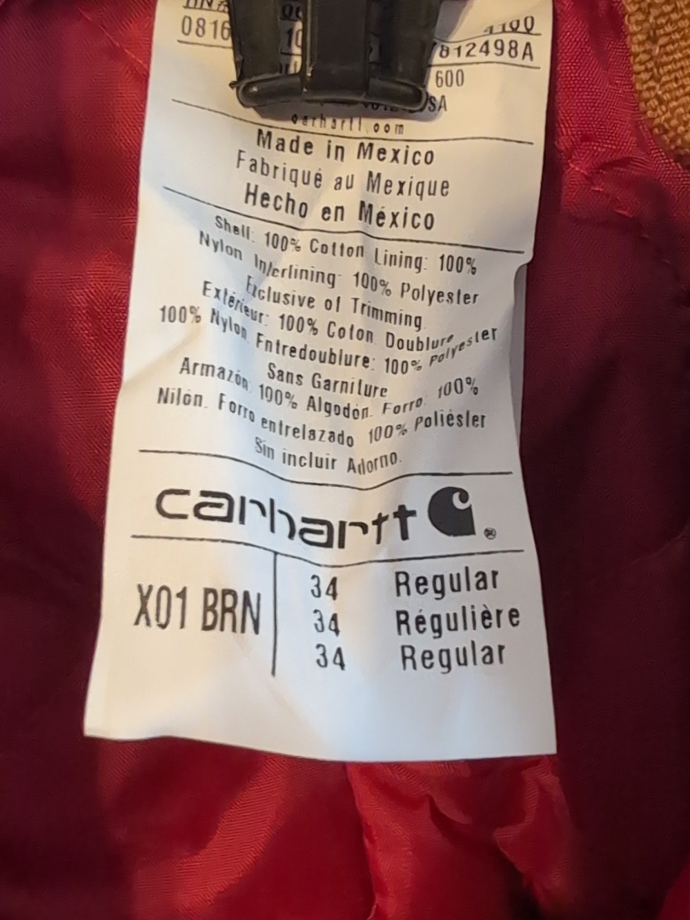 Carhartt X-01 Duck Quilt Lined Coverall Bibs mens XS 34 Reg - Picture 6 of 12